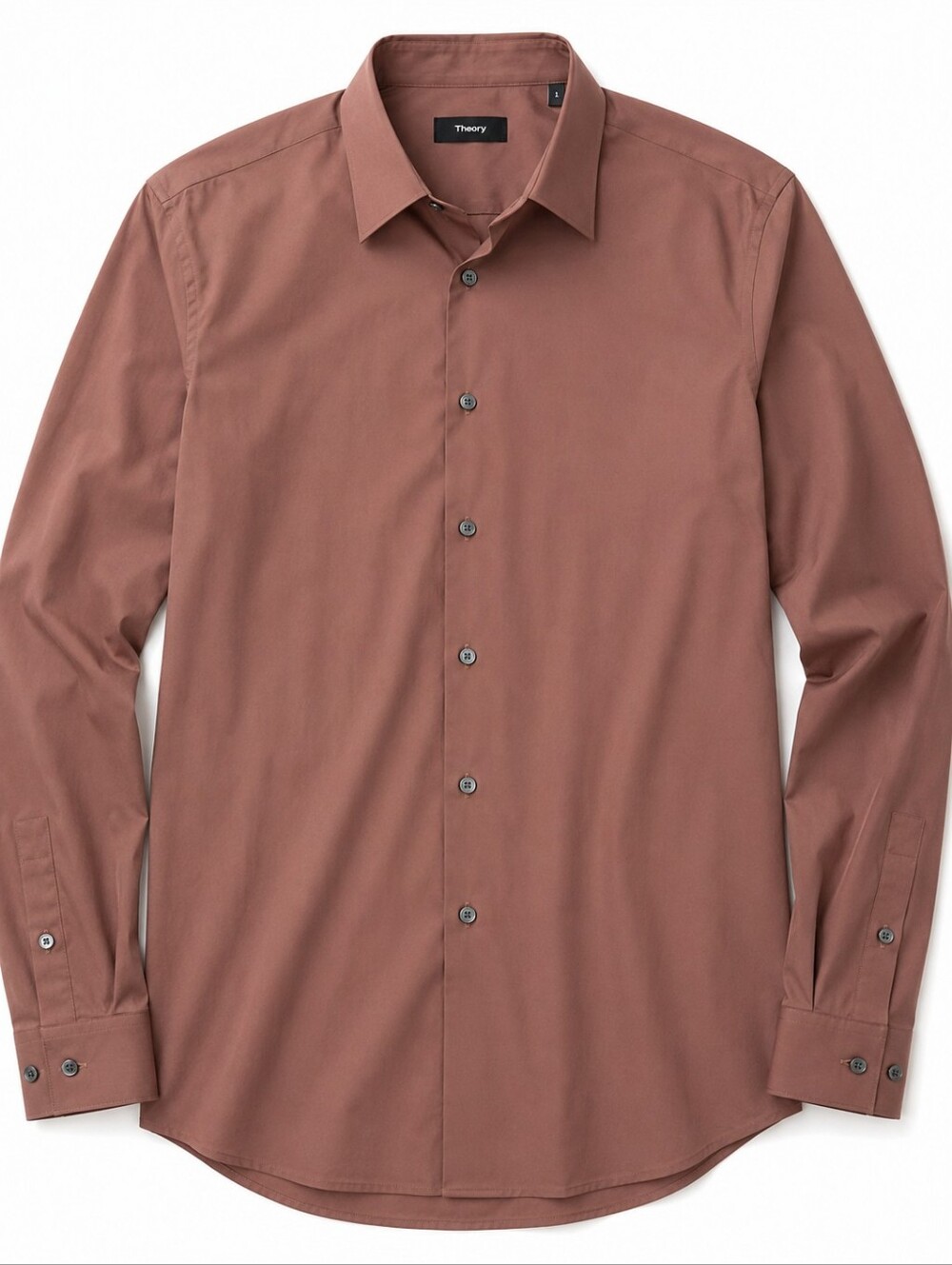 Theory Sylvain Wealth Men’s L Plush Brown Stretch Cotton Shirt
